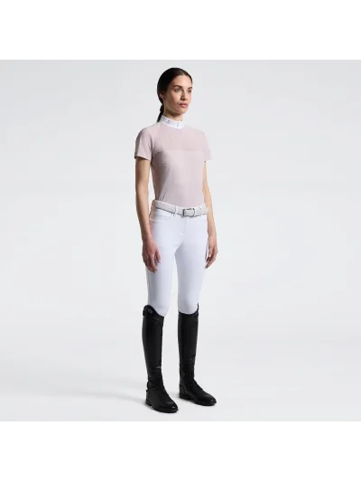 Polo de entrenamiento rosa con inserciones perforadas para mujer - Cavalleria Toscana - imagen 2