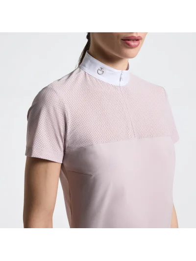 Polo de entrenamiento rosa con inserciones perforadas para mujer - Cavalleria Toscana