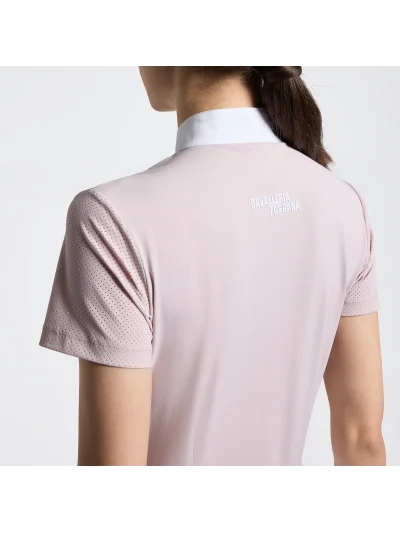 Polo de entrenamiento rosa con inserciones perforadas para mujer - Cavalleria Toscana - imagen 3