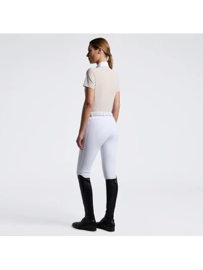 Camisa de concurso de manga corta beige (Rainy Day) con bolsillo de lentejuelas para mujer - Cavalleria Toscana - imagen 3