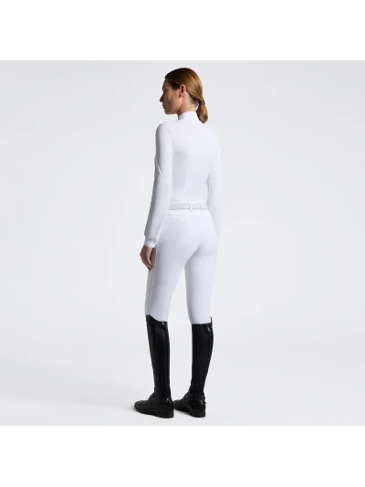 Camisa de concurso de manga larga blanca con canesú de rayas para mujer - Cavalleria Toscana - imagen 3