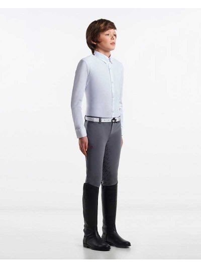 Chemise clásica de compétition à manches longues blanche pour garçon - Cavalleria Toscana