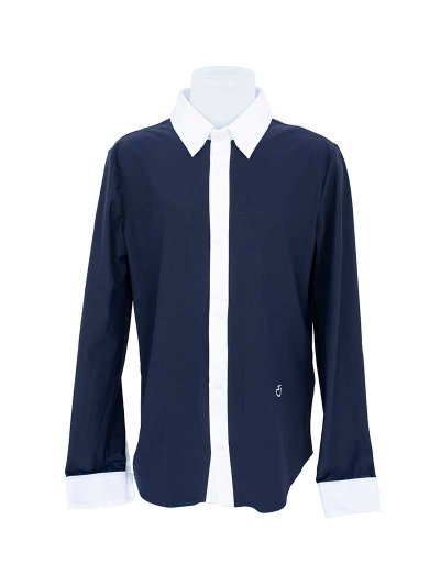 Chemise clásica de compétition à manches longues bleu marine pour garçon - Cavalleria Toscana