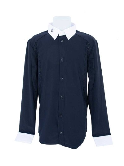 Chemise de concours à manches longues bleu marine pour garçon - Cavalleria Toscana