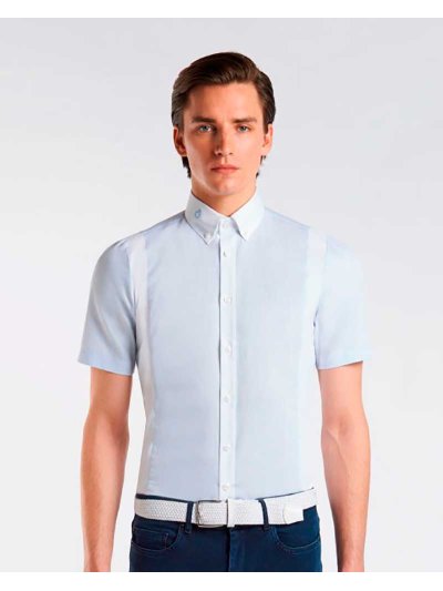 Chemise de compétition à manches courtes bleu clair pour homme - Cavalleria Toscana