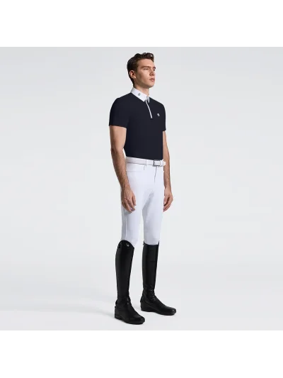 Polo de concurso azul marino con cremallera para hombre - Cavalleria Toscana