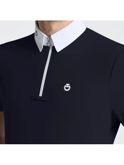 Polo de concurso azul marino con cremallera para hombre - Cavalleria Toscana - imagen 3