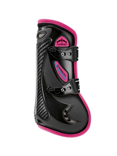 Guêtres Carbon Gel Vento antérieures noir et fuchsia - Veredus