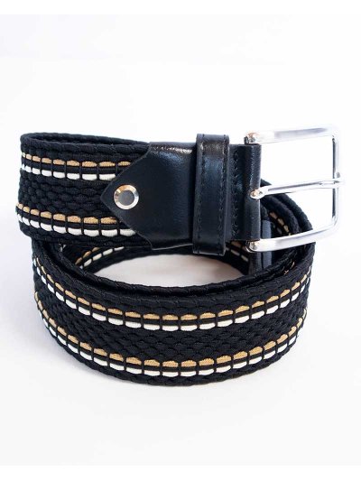 Ceinture noir, beige et blanc tressé et élastique - Cavalleria Toscana