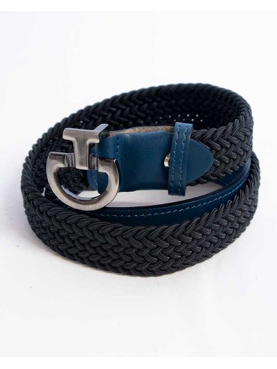 Ceinture étroit gris foncé tressé et élastique avec boucle logo junior - Cavalleria Toscana