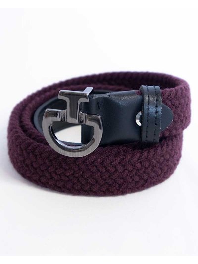Ceinture bordeaux en coton tressé et élastique avec boucle logo junior - Cavalleria Toscana