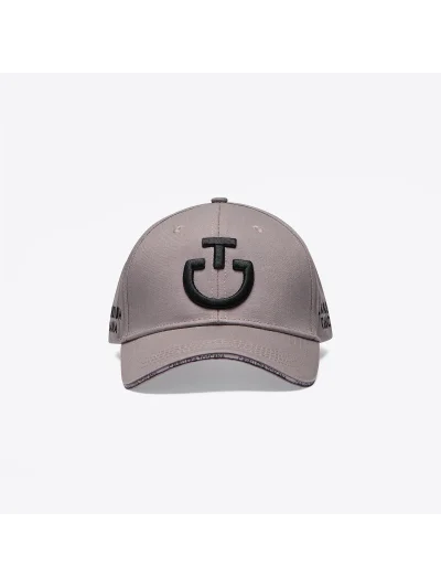 Gorra de algodón rosa palo con logo bordado negro - Cavalleria Toscana