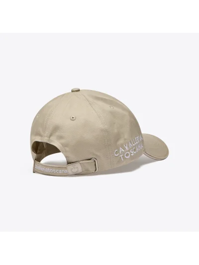 Gorra de algodón beige con logo bordado blanco - Cavalleria Toscana - imagen 3