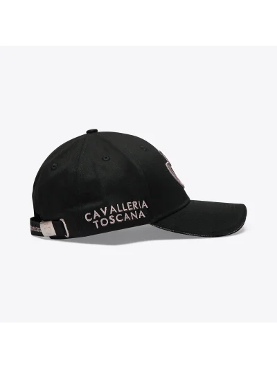 Gorra de algodón negra con logo bordado rosa palo - Cavalleria Toscana - imagen 2
