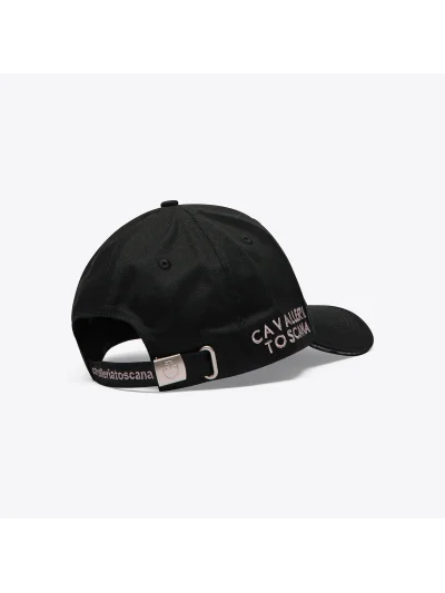 Gorra de algodón negra con logo bordado rosa palo - Cavalleria Toscana - imagen 3