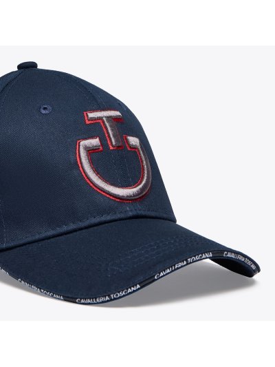 Casquette bleu marine avec el logo brodé en gris et rouge - Cavalleria Toscana - imagen 4