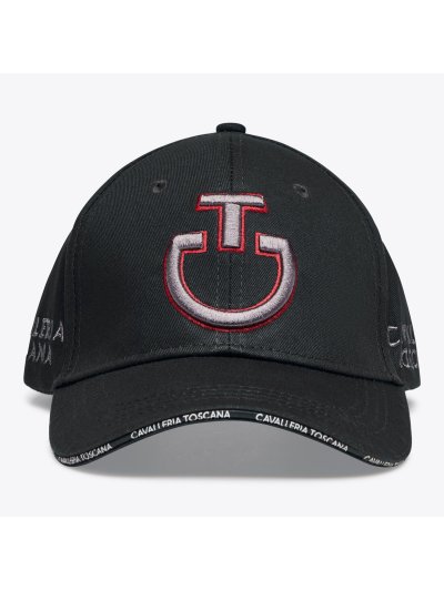 Casquette noir avec el logo brodé en gris et rouge - Cavalleria Toscana