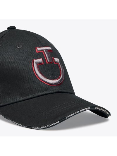 Casquette noir avec el logo brodé en gris et rouge - Cavalleria Toscana - imagen 4