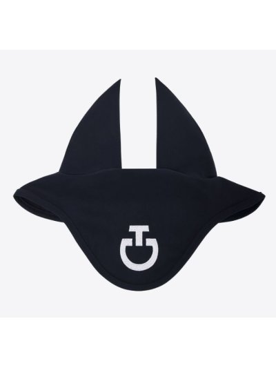 Orejeras azul marino oscuro con el logo en blanco con orejas finas elásticas para caballo y pony - Cavalleria Toscana