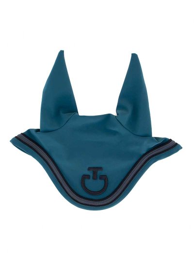 Bonnet bleu verdâtre, gris foncé et noir avec oreilles rigides pour cheval - Cavalleria Toscana