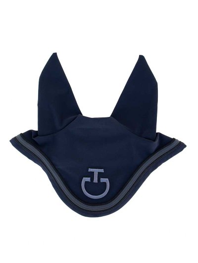 Bonnet bleu marine et gris foncé avec oreilles rigides pour cheval et poney - Cavalleria Toscana