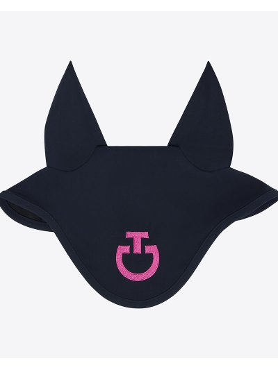 Orejeras azul marino con logo bordado rosa y orejas finas elásticas para caballo - Cavalleria Toscana