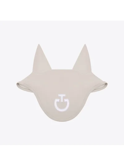 Orejeras de tejido ligero beige con logotipo blanco - Cavalleria Toscana