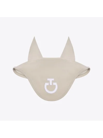Orejeras de tejido ligero beige (Rainy Day) con logo bordado para caballo - Cavalleria Toscana