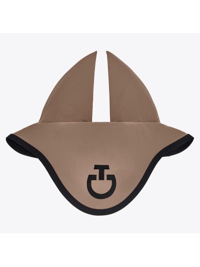 Orejeras marrón con el logo en negro y con orejas finas elásticas para caballo y pony - Cavalleria Toscana