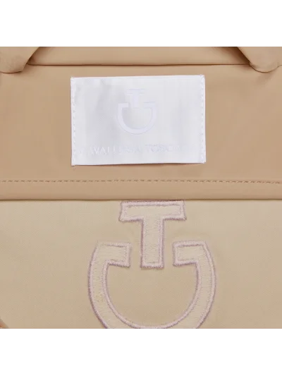 Orejeras de tejido ligero beige oscuro con logotipo blanco - Cavalleria Toscana - imagen 3