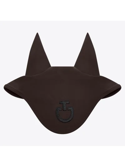 Orejeras de tejido ligero marrón oscuro (Espresso) con logo bordado para caballo - Cavalleria Toscana