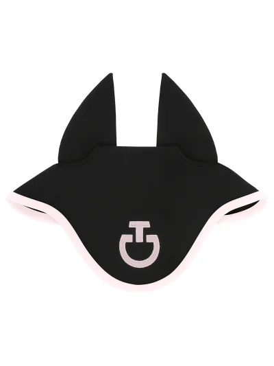 Orejeras de tejido ligero negro con logotipo rosa - Cavalleria Toscana
