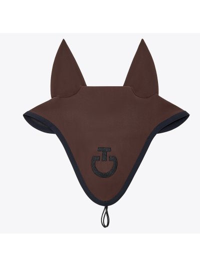 Orejeras largas anti ruido en color marron chocolate con el logotipo bordado en negro para caballo - Cavalleria Toscana