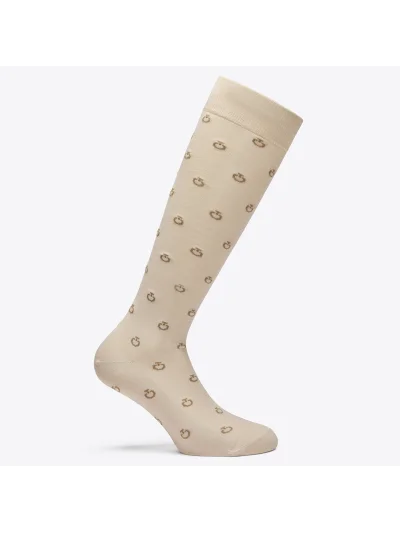 Calcetines técnicos beige (Rainy Day) con micrologos CT en jacquard - Cavalleria Toscana