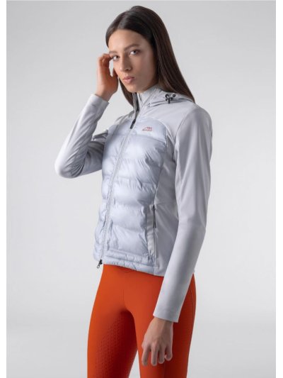 Chaqueta gris claro de nylon tecnico acolchada por delante para mujer-Egrige-Equiline