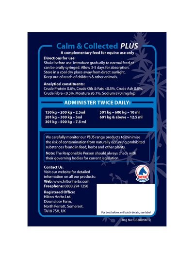 Liquid relaxing food supplement (500ml) Temperamend PLUS/CalmCollected plus - Hilton Herbs - imagen 4