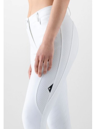 Pantalones blancos para competir con inserto microperforado (grip rodilla) para mujer-Curtek-Equiline