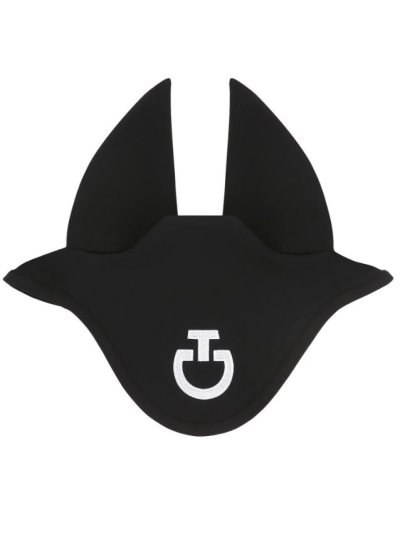 Orejeras anti ruido negras con logo bordado blanco para caballo y pony - Cavalleria Toscana