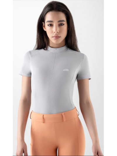 Polo de entrenamiento de manga corta gris lila para mujer -Cyelec-Equiline