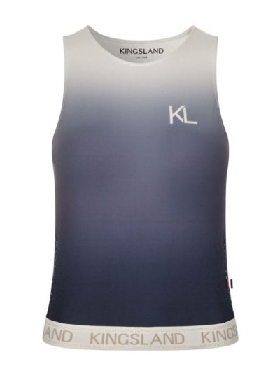 T-shirt d'entraînement à bretelles bleu marine et doré avec les côtés et le bas en maille pour femme - KLNaomi - Kingsland