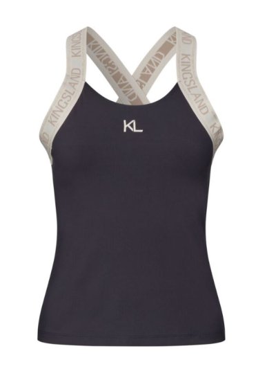 T-shirt d'entraînement en bleu marine foncé avec tirantes beige et doré pour femme KLNaira-Kingsland