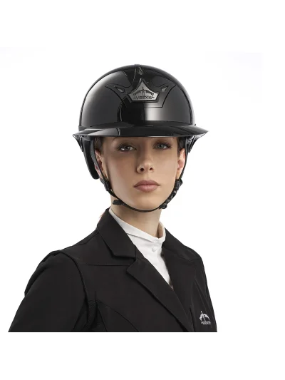 Casque d'équitation noir brillant avec visière large Vita GST - Veredus