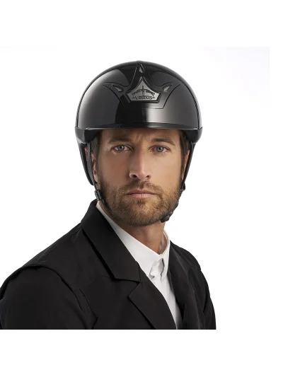 Casque d'équitation noir brillant avec visière traditionnelle Vita GST - Veredus