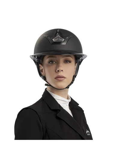 Casque d'équitation noir mat avec visière large brillante Vita GST - Veredus