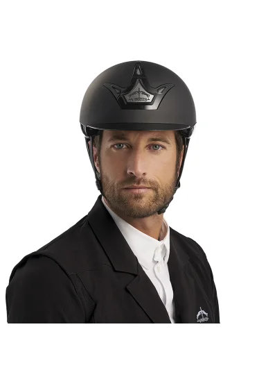 Casque d'équitation noir mat avec visière brillante Vita GST - Veredus
