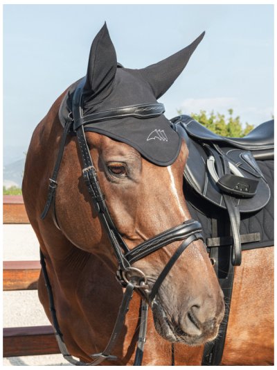 Orejeras color negro con orejas elásticas y tejido transpirable para caballo - Cerrocr - Equiline - imagen 4