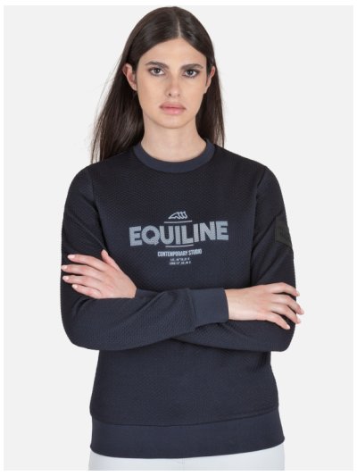 Sudadera azul marino técnica con el cuello redondo para mujer - Camiliac - Equiline