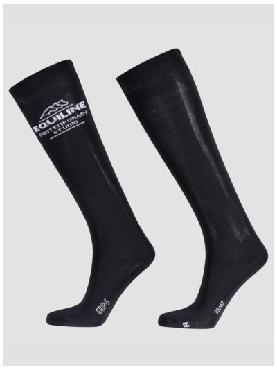 Calcetines de caña alta azul con el logo en horizontal - Carleic - Equiline