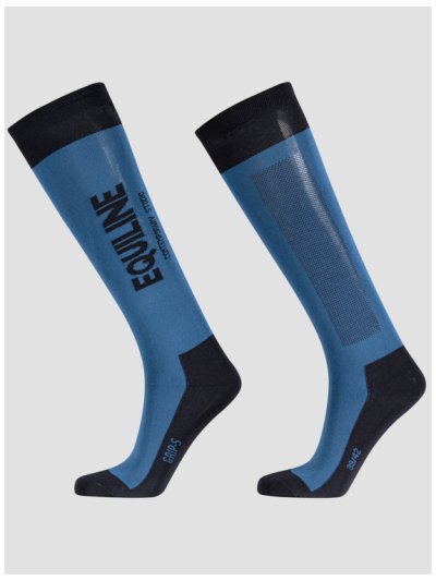Calcetines de caña alta azul con el logo en vertical - Cerlic - Equiline