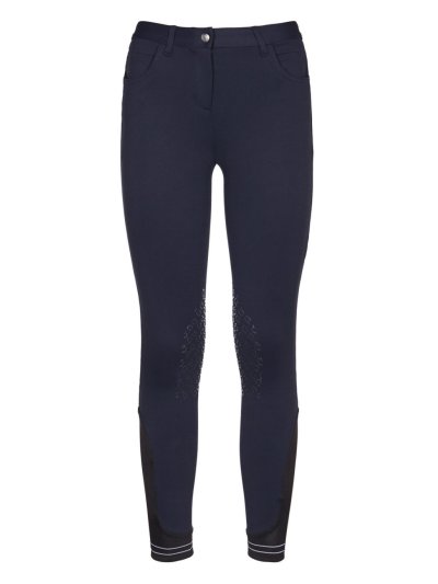 Pantalons de piqué bleu marine avec poches (grip aux genoux) pour fille - Cavalleria Toscana